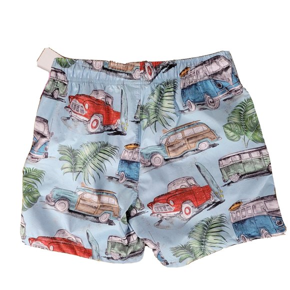 Mens Board Shorts Fair Aqua Vintage Cars Woodie Volkswagen Bus Size S - Picture 2 of 6